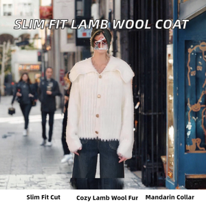 Parka de punto ajustada para mujer, con cuello mandarín, forro de lana de cordero, abrigo corto cálido de invierno JT3313 - Product Image 2
