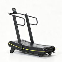 Tapis de course manuel incurvé auto-alimenté, équipement de fitness non motorisé pour entraînement cardio et cross-training avec écran LED