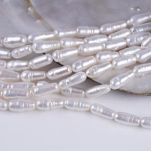 Perlas Sueltas de Bambú Natural de Agua Dulce Blancas de 6-8 mm, Accesorios para Collares, Joyería Semiterminada para Venta al por Mayor - Product Image 3