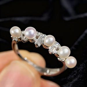 10748DIY Soporte para Joyas de Plata para Mujer, Anillo de Plata S925 con Múltiples Cuentas de 3-5mm, Accesorios de Perlas, Tecnología de Incrustación de Garras - Product Image 4