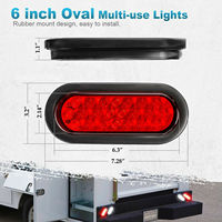 2x Feux de freinage, de stop et de clignotant ovales de 6 pouces à 24 LED pour camion et remorque avec œillet, 24 LED rouges