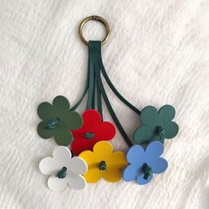 Pu Leather Keychain Cute <b>Bag</b> <b>Charms</b> for Handbag Multi-Colors Flower Pendant Keyring - Product Image 2