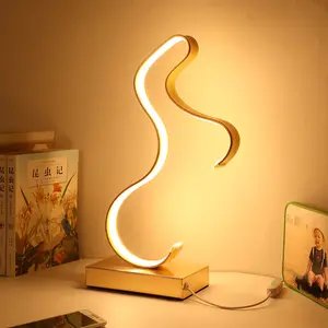 חדש חדר שינה סלון מחקר קריאה קטן שולחן מנורת LED יצירתי דקורטיבי שולחן מנורת מעוקל קו קטן לילה מנורה