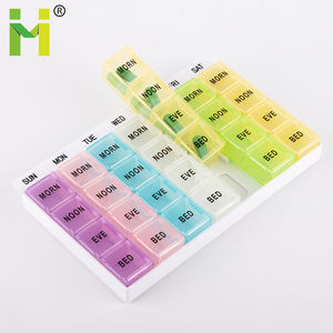 Pilulier hebdomadaire <span class=keywords><strong>28</strong></span> grilles en vrac en plastique 7 jours jour et nuit pilulier en vente en gros - Product Image 3