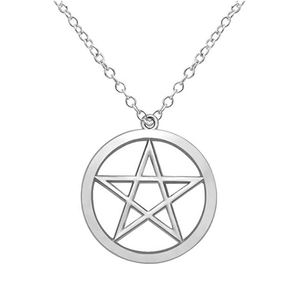 925 Sterling Kalung Liontin Pentagram Pentakel Perak, Perhiasan Wiccan untuk Wanita Pria - Product Image 1