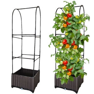Modern Garden Bed <b>Planter</b> Box Trellis Tomato <b>Planters</b> for Climbing Plants <b>Vegetable</b> Vines Plastic Metal Outdoor Patio Cage - Product Image 1