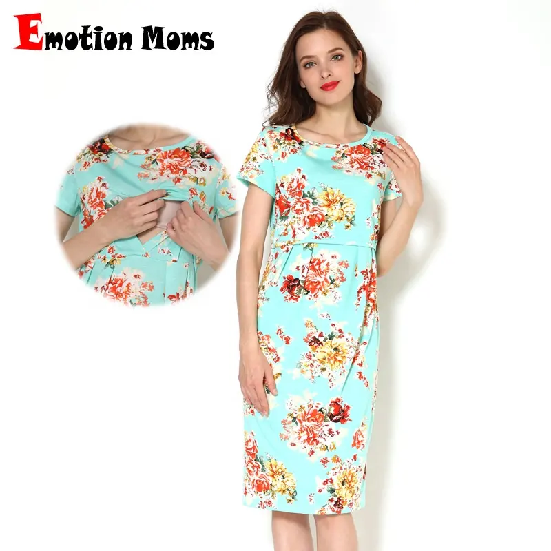 Beliebte Blumen Mutterschaft Abend Party Kleid Still kleid Mama Laktation Kleidung Lady Nursing Wear