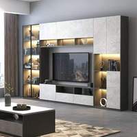 Meuble TV de salon de style moderne, sur mesure, de luxe, avec console multimédia et unité de rangement