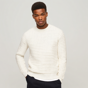 Maglione da <span class=keywords><strong>uomo</strong></span> lavorato a <span class=keywords><strong>maglia</strong></span> Waffle in cotone a manica lunga con <span class=keywords><strong>maglia</strong></span> girocollo termico - Product Image 1