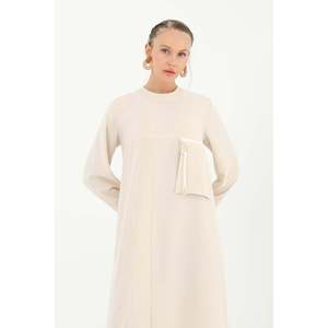 Vestido Casual Beige para Mujer Puane con Cierre Funcional y Detalles de Bolsillos, Cómodo y Elegante para Uso Diario - Product Image 4