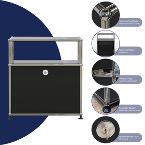 Bàn <span class=keywords><strong>c</strong></span>ạnh giường ngủ phong <span class=keywords><strong>c</strong></span>ách giữa thế kỷ màu đen, Nội thất mô-đun bằng kim loại thép không gỉ, Nội thất <span class=keywords><strong>c</strong></span>ó thể tùy chỉnh - Product Image 2