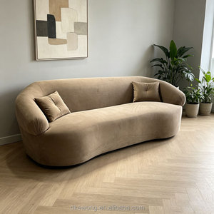 Sofá de tela minimalista F084 con forma ondulada, textura geométrica en relieve, sofá de salón para interiores, mueble de sofá para el hogar. - Product Image 2