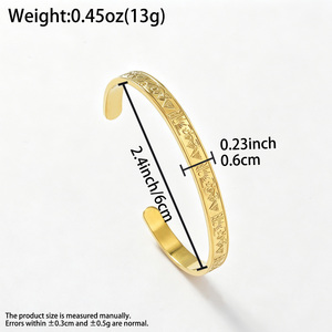 Zeadear fashion 18k gold <b>engraved</b> tribal geometric motif custom metallic elegant designer bulk stainless steel cuff bracelet - Product Image 6