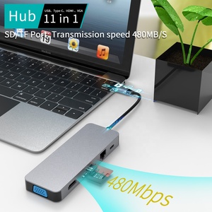 11 <span class=keywords><strong>in</strong></span> 1 USB C כדי Gigabit Ethernet 4K HDMI רכזת עם VGA, <span class=keywords><strong>3</strong></span> USB3.0, <span class=keywords><strong>SD</strong></span>/TF כרטיס קורא, אודיו, 2 USB-C עבור Macbook Pro ועוד - Product Image 5