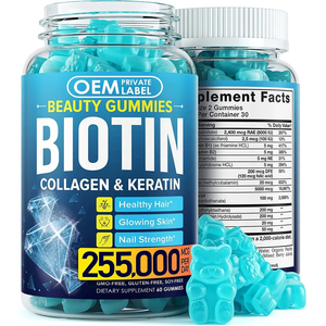 Gomitas Biocaro para Cabello, Piel y Uñas, Gomitas Veganas con Biotina, Suplemento para el Cabello, Gomitas para el Crecimiento del Cabello, Multivitaminas, Vitamina, Biotina, Colágeno - Product Image 1