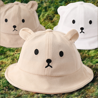 Sombrero de Pescador de Lino y Algodón con Dibujos Animados de Osos para Bebés y Niños, Sombrero Casual para Exteriores para Niños y Niñas