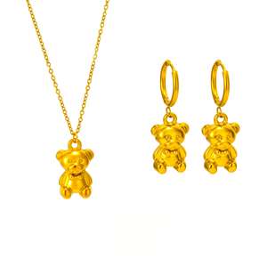 Ensemble de bijoux pendentif petit <span class=keywords><strong>ours</strong></span> plaqué or 18 carats - Pendentif, boucles <span class=keywords><strong>d</strong></span>'oreilles <span class=keywords><strong>et</strong></span> collier en acier inoxydable, édition anniversaire - Product Image 2