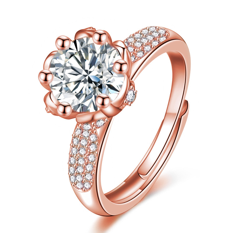 A rose gold flower ring
