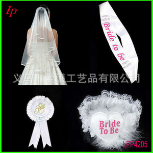 Bride To Be Wedding Veil Set With Sash Brooch And <b>Leg</b> <b>Warmers</b> LPP4205 - Product Image 1