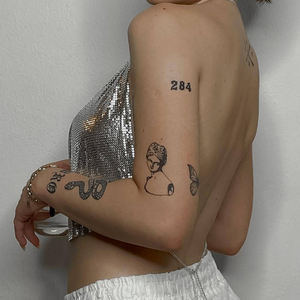 Top sans manches à paillettes pour fête d'anniversaire, Top Sexy à col licou pour femmes - Product Image 2