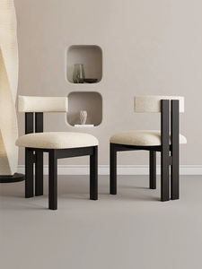 Tavolo da Pranzo in Legno Massello Stile Retrò e Sedia da Trucco di Design Nordico Mid-Century, Sedia da Studio con Schienale in Stile Wabi-Sabi - Product Image 6