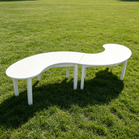 Table de réception commerciale en bois en forme de S pour enfants, 2 pièces, table demi-lune incurvée combinée pour événements et locations