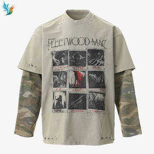 T-shirt vintage pour homme Fleetwood Mac, style vieilli, coupe oversize, avec motif de <span class=keywords><strong>groupe</strong></span> <span class=keywords><strong>rock</strong></span> et effet superposé camouflage - Product Image 3