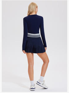 新款女士加大码亨利衬衫跑裙套装配百褶裙轻便休闲网球高尔夫秋季装 - Product Image 6