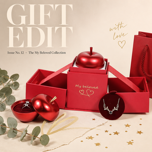 Kerst appelvormige sieradendoosjes set luxe fluwelen ring- en kettinghouder kerst cadeauzakje voor de detailhandel - Product Image 1