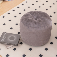 Fauteuil pouf rond moderne capitonné avec ottoman assorti en tissu microfibre gris ultra doux, design une place