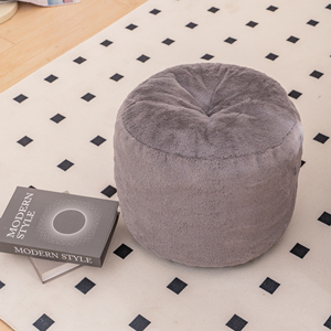 Modern Round Tufted <b>Bean</b> <b>Bag</b> Sofa Chair with Matching Ottoman in Gray Microfiber Fabric Extra Soft One Seat Design - Product Image 2