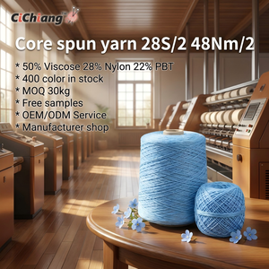 Fil fantaisie teint à haute élasticité et haute ténacité, 50% viscose 28% nylon mélangé, 28s/2 48Nm/2, pour la couture - Product Image 1