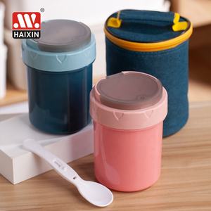 Haixin Boîtes à lunch de 600ml pour la cuisine sans BPA, récipient de stockage de nourriture en plastique pour enfants et adultes, <span class=keywords><strong>bol</strong></span> à soupe, tasse avec couvercle et cuillère - Product Image 2