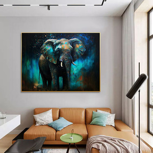 Couleurs vibrantes éléphant toile mur Art abstrait géant Animal affiche encadrée sur toile impression rides et défenses peintures - Product Image 5