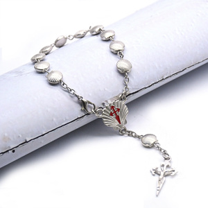Pulsera <span class=keywords><strong>de</strong></span> Concha <span class=keywords><strong>de</strong></span> Rosario <span class=keywords><strong>de</strong></span> <span class=keywords><strong>Santiago</strong></span> con Cruz, Joyería Religiosa para Regalo - Product Image 4
