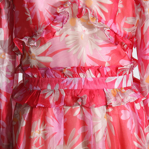 <span class=keywords><strong>Abito</strong></span> lungo con cinturino incrociato di temperamento 2023 nuovo Design stampato con arricciatura in vita dimagrante in Chiffon da donna - Product Image 6