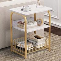 Table d'appoint blanche personnalisée pour salon, chambre, cuisine et bureau, avec 3 niveaux de rangement