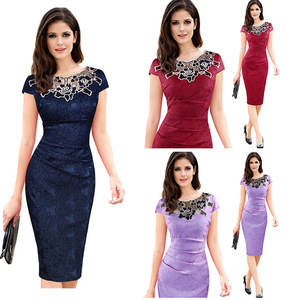 Vestido lápis de cintura alta, vestido lápis para mulheres, cintura alta, estampado, pescoço redondo, para primavera - Product Image 1