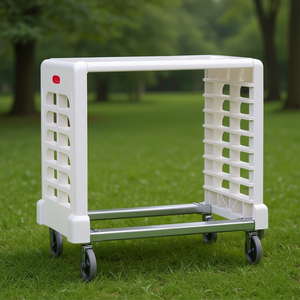 Carrello portaoggetti in plastica bianca da 33 pollici con ruote per stoccaggio e trasporto in cucina - Product Image 3