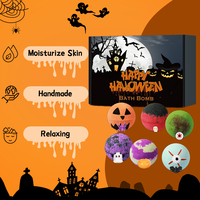 Coffret Cadeau de 6 Bombes de Bain Effervescentes Bio Personnalisées pour Fête d'Halloween, Forme Citrouille Végane, Décoration Halloween Sorcière