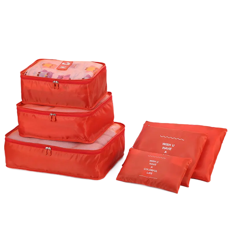Hochwertige Großhandel Low MOQ 6 in 1 Reise veranstalter leichte Gepäck taschen 6 Stück Pack würfel Reisetasche Set