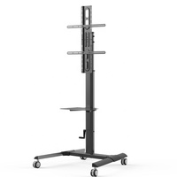 Soporte de suelo de TV ajustable en altura de alta calidad 600x400mm VESA Mobile TV Cart Heavy Duty Lockable Wheels para 32-70 "LCD/LED