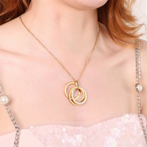 Stylish Custom Full <b>Crystal</b> Gold Plated Interlocking Round Stainless Steel Earring Jewelry <b>Set</b> - Product Image 5