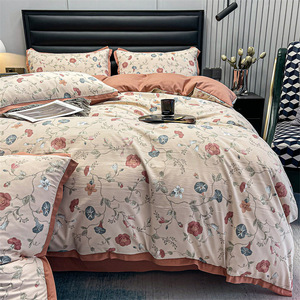 Bán buôn kỹ thuật số in ấn cá nhân thiết kế ném Đá rửa sạch pháp Linen tấm ga trải giường và Duvet cover thoải mái thiết lập - Product Image 4