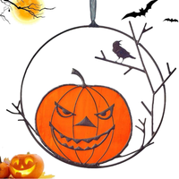 Décoration de porte d'Halloween en fer forgé en forme de citrouille, faite à la main, durable, pour intérieur