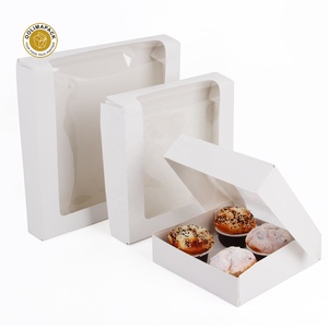 Custom Window Foldable Custom White Paper Cup Cake Packaging Box With Clear Window