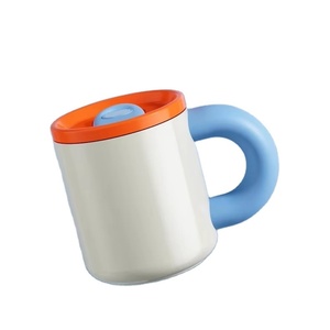 Mug de voyage isotherme YINUO classique à double paroi en acier inoxydable, écologique, avec couvercle push-pull et poignée, pour boissons chaudes/froides - Product Image 1