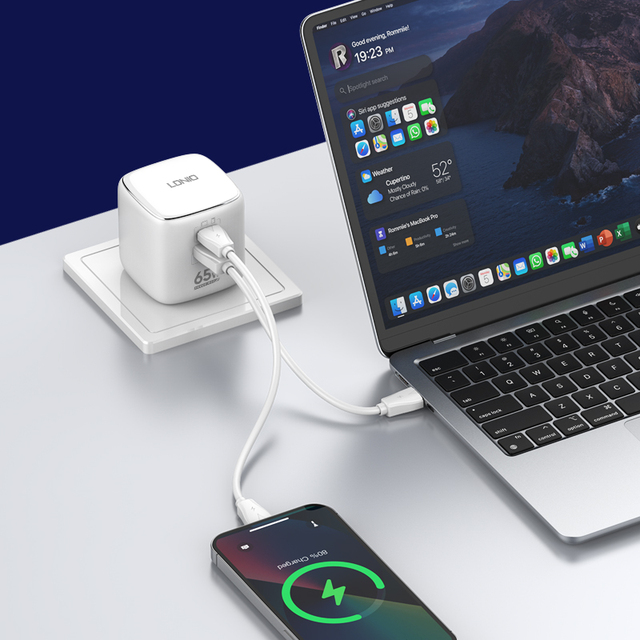 LDNIO Q2617 65W GaN Laptop Adapter Type-c Port USB Travel Mobile Phone Desktop Charger Quick Fast Charger