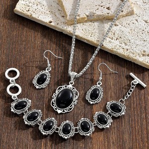 Fashion Vintage New <strong>Turquoise</strong> Necklace Earrings Bracelet Three Piece Set <strong>Jewelry</strong> Women - Product Image 4