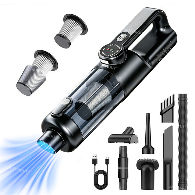 4-in-1 Car Blower Handheld Vacuum Cleaner 18000 Powerful Suction Air Blower Function One-Click Dust Removal Washable HEPA Filter